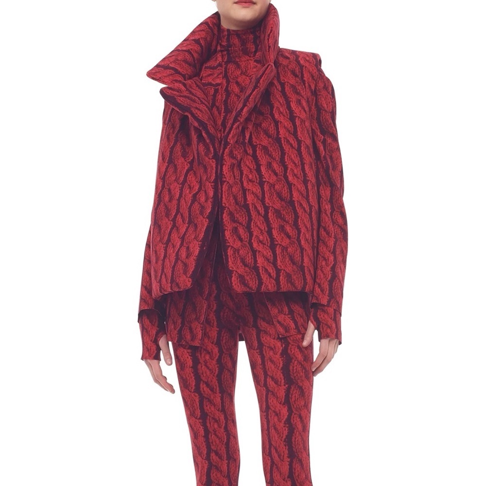 Norma Kamali Sleeping Bag Vest in Red Cable